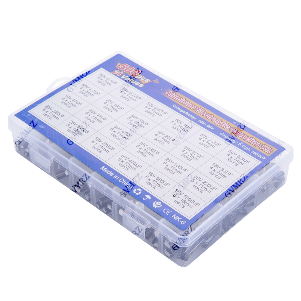 500PCS/lot 16-50V mix Electrol - огляд і ціна Capacitor Kit Assortment