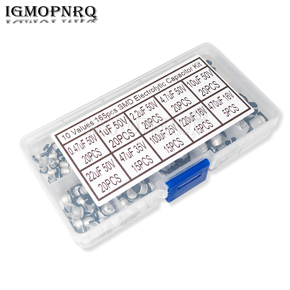 165PCS 10Values SMD Aluminum E - огляд і ціна Capacitor Kit Assortment