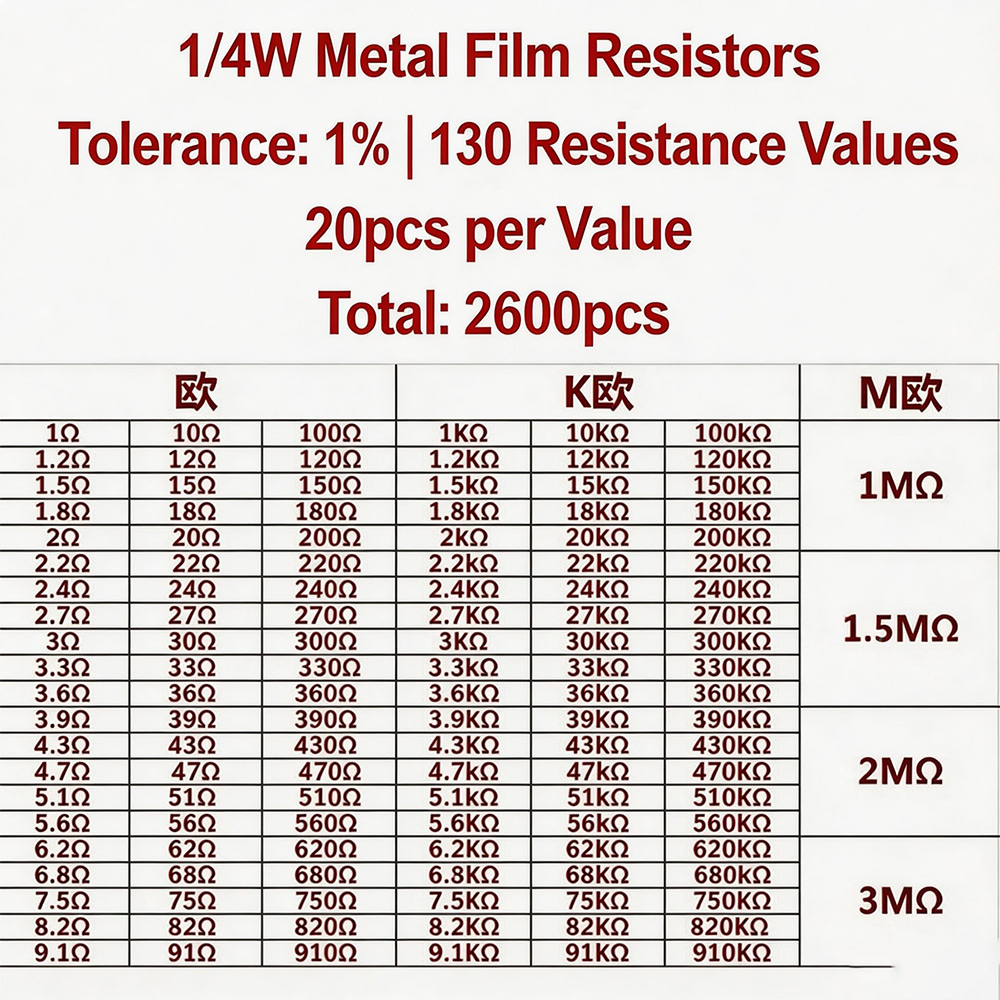 2600pcs Metal Film Resistors A - огляд і ціна Diy Electronics Com