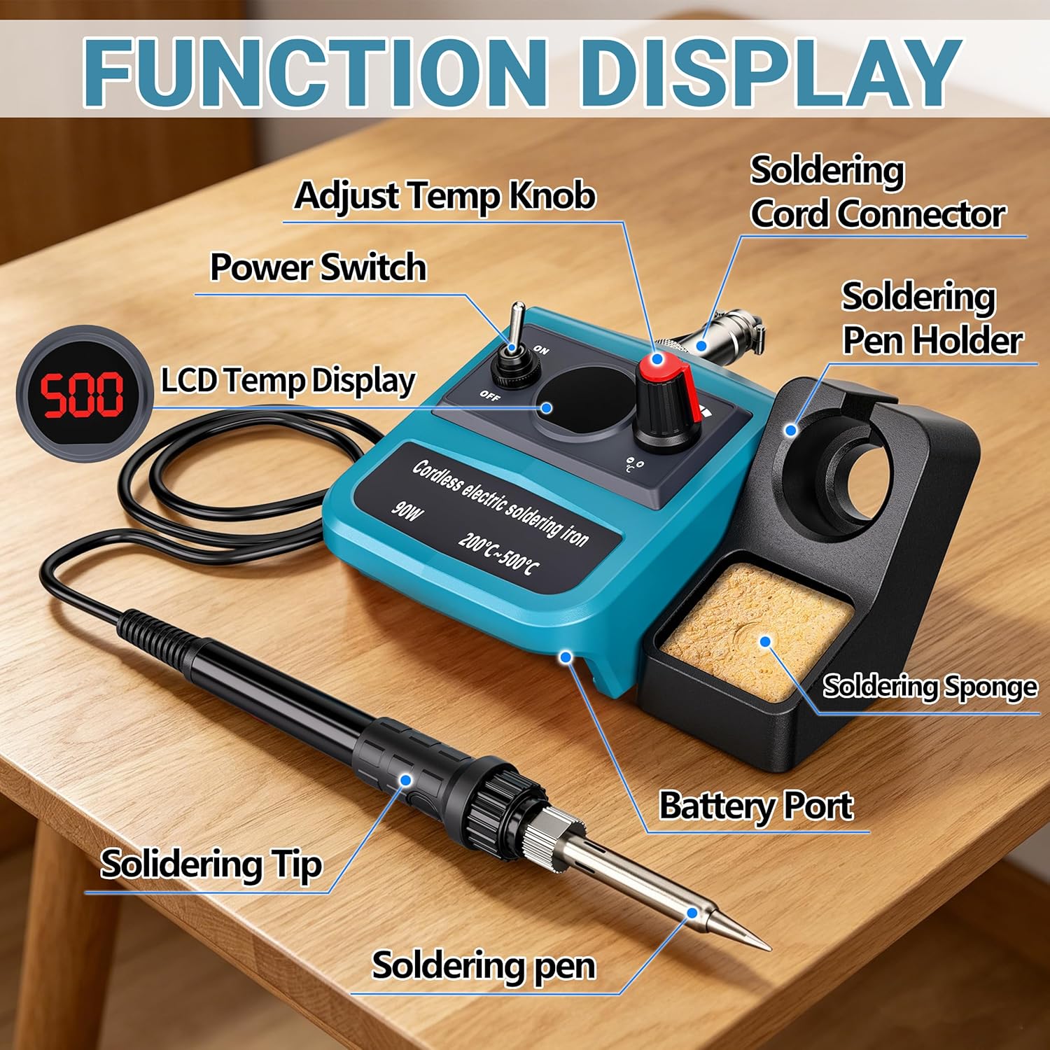 90W LED Digital Cordless Solde - огляд і ціна Soldering Iron Kit