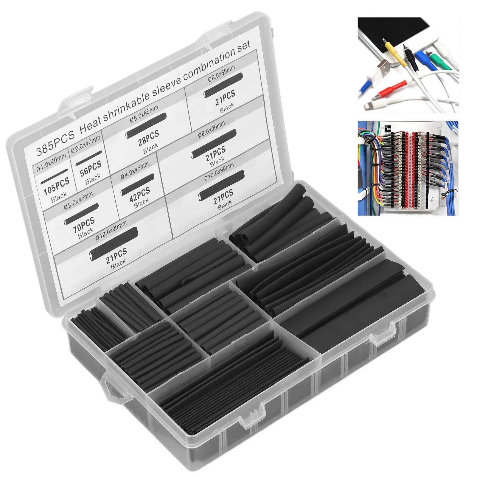 385Pcs Heat Shrink Tubing Kit  - огляд і ціна Heat Shrink Tubing